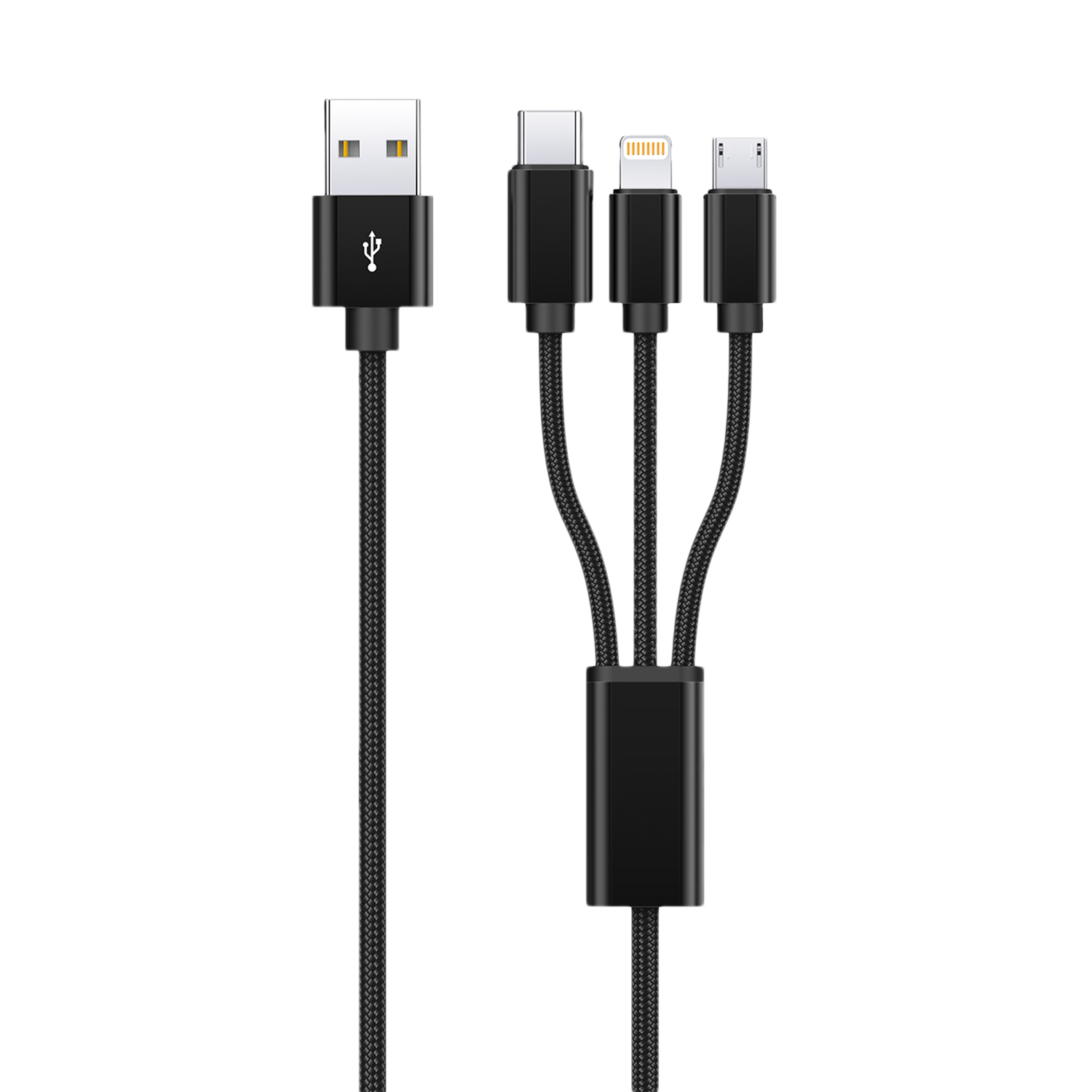Cable Proove Triple Connection 3 in 1 Type-C + Micro USB + Lightning (1,2m) - Black