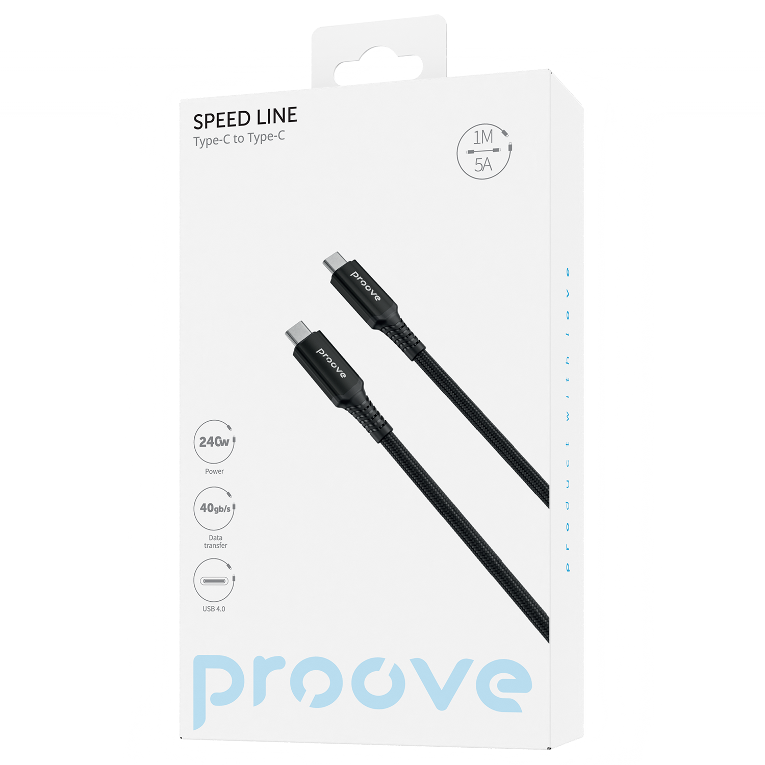 Cable Proove Speed Line Type-C to Type-C USB 4.0 (1m) - Black Cable Proove Speed Line Type-C to Type-C USB 4.0 (1m) - Black
