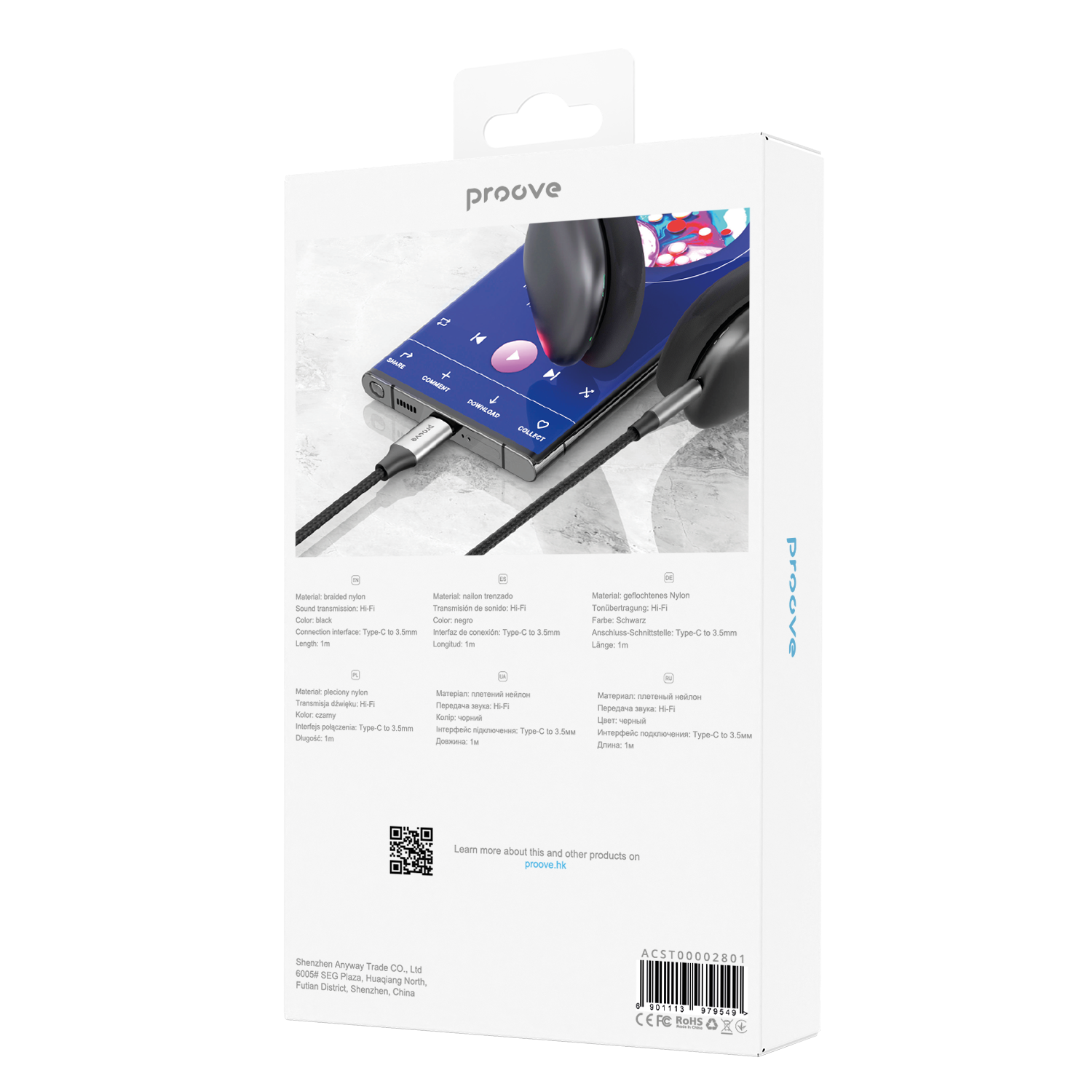 Adapter AUX Proove SoundMesh Type-C to 3.5mm Adapter AUX Proove SoundMesh Type-C to 3.5mm