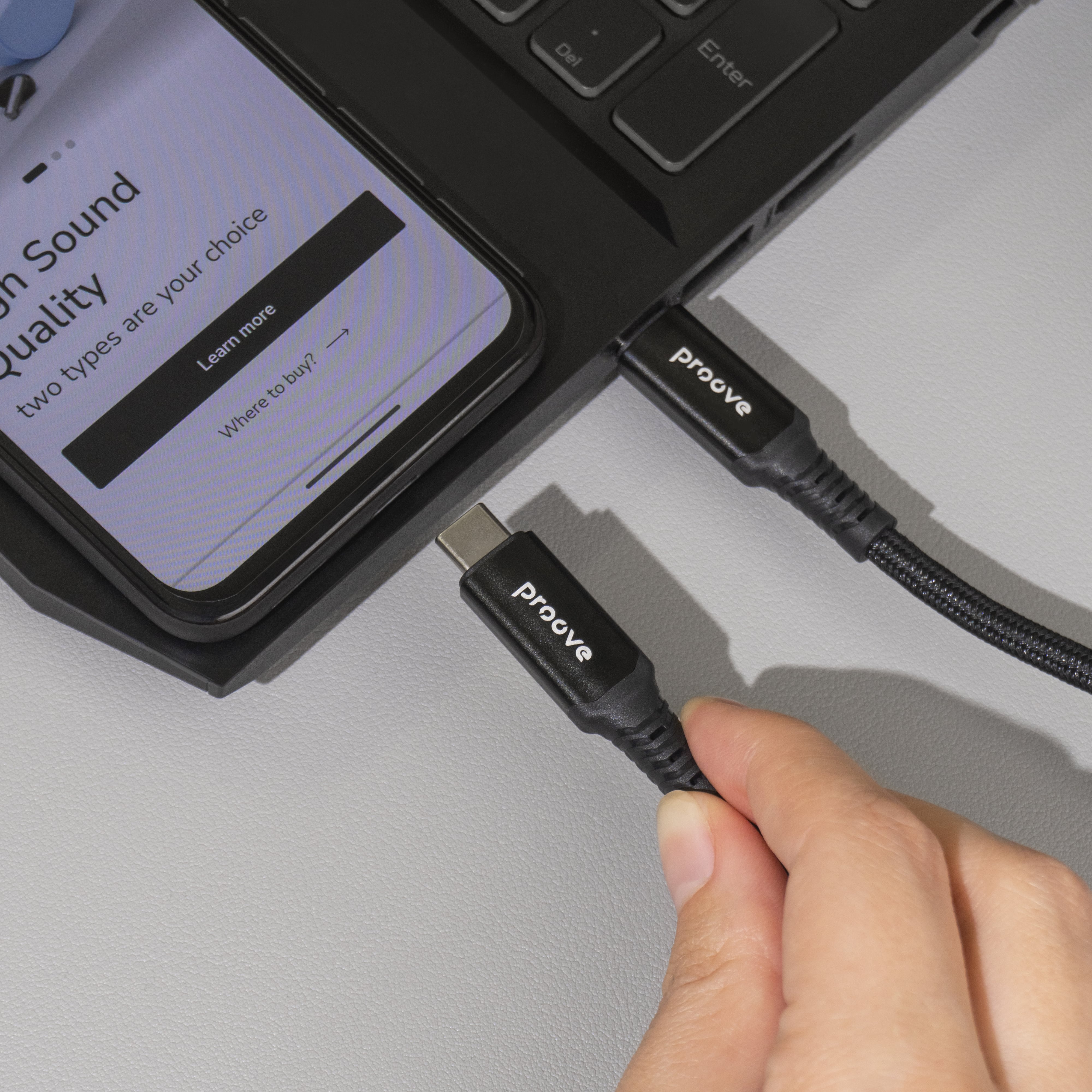 Cable Proove Speed Line Type-C to Type-C USB 4.0 (1m) - Black Cable Proove Speed Line Type-C to Type-C USB 4.0 (1m) - Black